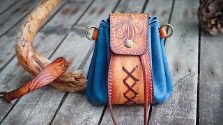 How to Make Leather Pouch Handbag  PDF Leather Pattern [upl. by Heti]