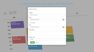 CRUD operation on fullcalendar in ASPNET MVC [upl. by Aneehs]