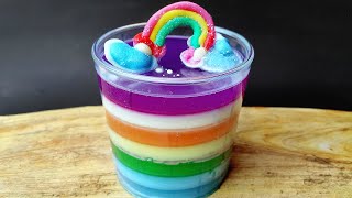 Rainbow Cloud Jello  Easy Jello Recipes  Nyam Nyam [upl. by Swarts]