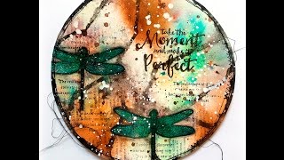 Mixed Media Art Journal Page Tutorial with Visible Image Stamps [upl. by Labanna]