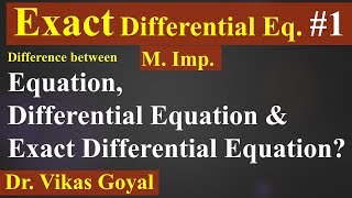 Exact Differential Equation 1 VImp in Hindi  Ordinary Differential Equations of First Order [upl. by Anatnahs]