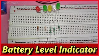 How to make Battery Level Indicator on Breadboard battery level indicator circuit electronics [upl. by Lamahj]