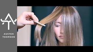 HOW TO CUT LONG LAYERED HAIR FROM A PIVOT POINT WITH A LONG SWEEPING FRINGE [upl. by Adner]