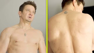 Shirtless Jeremy Renner Shows Off Snowplow Accident Scars [upl. by Tserrof]