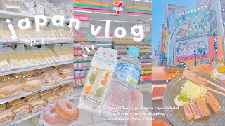 japan vlog ep 1  flying to tokyo capsule hotel anime amp manga shopping in akihabara food [upl. by Ahsinroc]