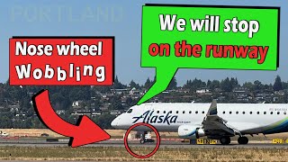 HYDRAULIC FAILURE  Nose Wheel Shaking on Landing at Portland [upl. by Ninnahc]