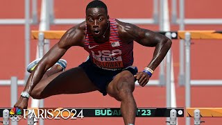 Grant Holloway clears opening hurdle towards a threepeat in 110m at Worlds  NBC Sports [upl. by Coffeng158]