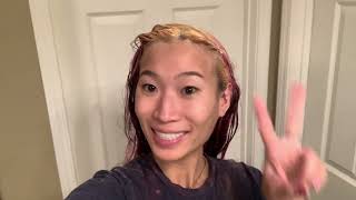 Bleaching My Roots and Hair Color Refresh At Home With ion Brights Fuchsia amp Orchard 💗💜 unicornhair [upl. by Asiaj]