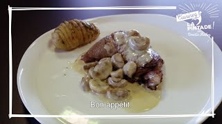 RECETTE Cuisse de pintade aux champignons avec pommes de terre danoises avec Corentin Rochez [upl. by Middlesworth]