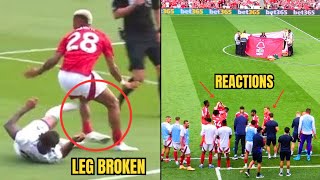 Nottinghams Danilo Horrible Injury vs Bournemouth 😳😢  Leg Broken  Angel Gomes  Fans Reaction [upl. by Irrej]