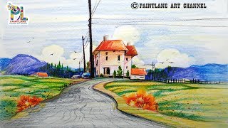 Drawing Easy Scenery Art with Color Pencils for Beginners Step by Step [upl. by Ahsienar187]