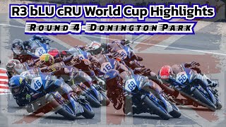 2024 FIM Yamaha R3 bLU cRU World Cup  Round 4 Donington Park Highlights 🇬🇧 [upl. by Ahseit416]