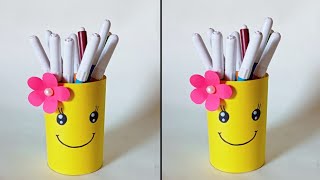 Pen Stand With Plastic Bottle Waste Material Craft ideasBottle Reuse idea Diy Pen amp Pencil Holder [upl. by Ontine]