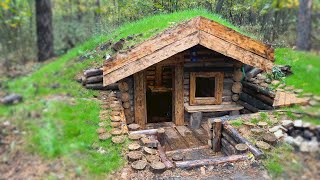 How to build HOUSE UNDERGROUND from START to FINISH 15 days in the forest WOODWORKING [upl. by Madlin689]