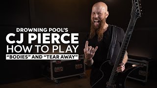 Drowning Pool’s CJ Pierce  “Bodies” and “Tear Away”” Guitar Lesson [upl. by Air919]