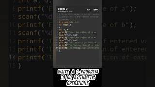 Write Cprogram To Do Arithmetic Operations arithmeticoperations cprogramming beginners [upl. by Nnylcaj131]