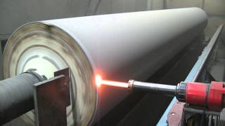 Paper mill tungsten carbide coating of an innergate roll [upl. by Osric]