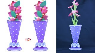 Paper Flower Pot Cone Shaped  How to Make Beautiful Flower Vase at Home  DIY Craft Ideas [upl. by Gudrun677]