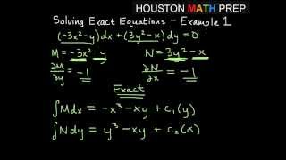 Exact Differential Equations  Example 1 [upl. by Irol]