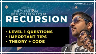 Recursion  Level 1 Questions Theory  Code  Tips [upl. by Tania]