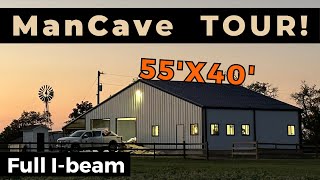 Man Cave Tour  55x40 Texas Metal Building w Lean to Porch  WolfSteel Buildings [upl. by Anaitat843]