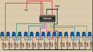 LEDs lights chaser using IC 74HC595 and 555 [upl. by Wein]