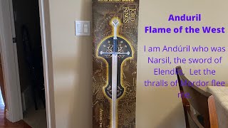 Andúril sword by United Cutlery UC 1380 from Lord of the Rings Unboxing and Review [upl. by Reyam431]