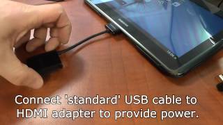 Connect a Samsung tablet to a monitor via a HDMI cable and the optional HDMI HDTV adapters [upl. by Car]