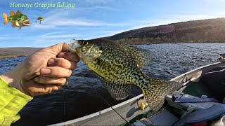 Crappie fishing on Honeoye lake ROUGH WATERS [upl. by Ardekal105]