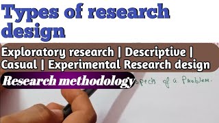 Types of research design in research methodology  Exploratory  Conclusive  Experimental  Hindi [upl. by Assereht651]