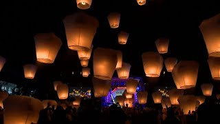 Taiwanese flock to Pingxi Sky Lantern Festival  AFP [upl. by Akimed]