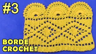 Borde 3 tejido a crochet fácil de hacer en punto pavo real con arañitas pequeñas [upl. by Valeta]