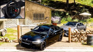 BMW M5 F90 amp MercedesAMG E63 S BRABUS CONVOY  Forza Horizon 5  Steering Wheel Gameplay [upl. by Eileek]