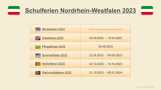 Schulferien Nordrhein Westfalen 2023 [upl. by Maryjo]