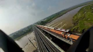 Orange Vande Bharat Express Crossing WAP4 Hauled ICF Rake [upl. by Brandt]