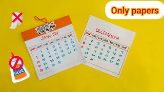 2024 Calendar Making  no glue paper craftsDIY  calendar making ideas 📆 2024🥳 [upl. by Htelimay]