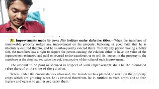 section 51 of Transfer of property Act1882 improvement made by bona fide holders under defective [upl. by Boys]