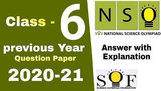 NSO Class 6 Question Paper 202021 National Science Olympiad [upl. by Hort]