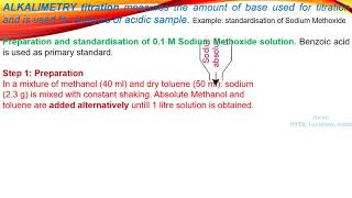 Non aqueous alkalimetry Standardisation of sodium methoxide by Shom Prakash Kushwaha India [upl. by Amol]