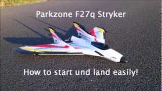 Parkzone F27q Stryker  How to start and land very simple [upl. by Attennhoj483]