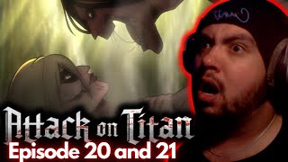 EREN VS THE FEMALE TITAN ATTACK ON TITAN EPISODE 20 AND 21 REACTION 1x20 1x21 [upl. by Chiquia]