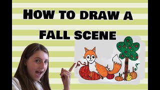 How to Draw a Fall Scene drawing art autumn fall createmore elise pumpkin [upl. by Aneeb]