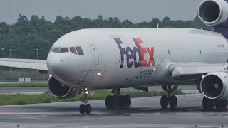 FedEx MD11F N572FE Landing at Narita 34R  NRTRJAA [upl. by Assirim]