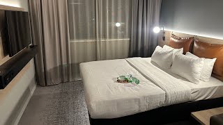 Moxy Stuttgart Feuerbach Hotel in Germany by Marriott  One King Bed room  Review  Breakfast [upl. by Atteram107]