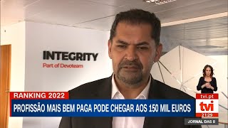 Entrevista à TVI sobre profissões mais bem pagas em Portugal como o profissional de cibersegurança [upl. by Scuram]