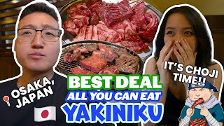 Best Yakiniku All You Can Eat in Osaka  Exploring Kuromon Market  Japan travel food reaction vlog [upl. by Eissej]