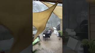 Strong Winds Send Patio Furniture Flying in Texas [upl. by Lerrehs98]