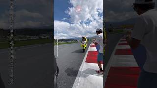 Bezzecchi Stoppie for Approaching Rossi  motogp austriagp vr46racingteam [upl. by Ahsenaj]