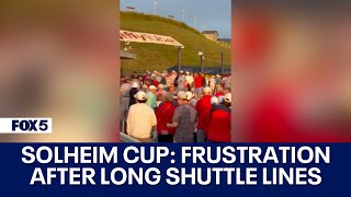 Solheim Cup Frustration after long shuttle lines cause many fans to miss first tee [upl. by Fennessy478]