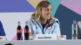 WATCH 4time Olympian Katie Ledecky responds to question about banned substances in swimming [upl. by Bucky33]